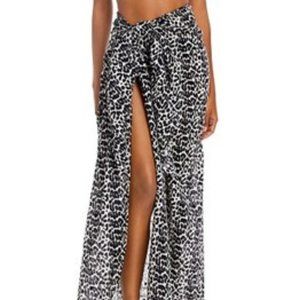 Solid & Striped Leopard Print Sarong Cover-Up